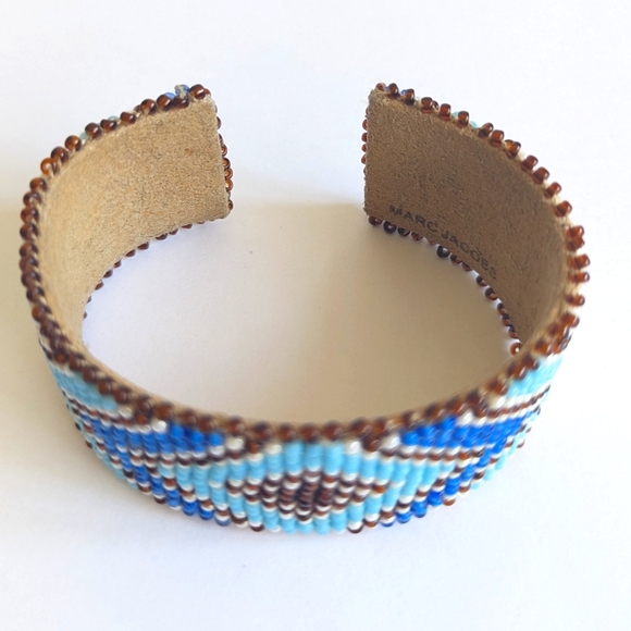 Marc Jacobs Seed Bead Cuff Leather Bracelet 😍 Adjustable fit - Picture 4 of 5
